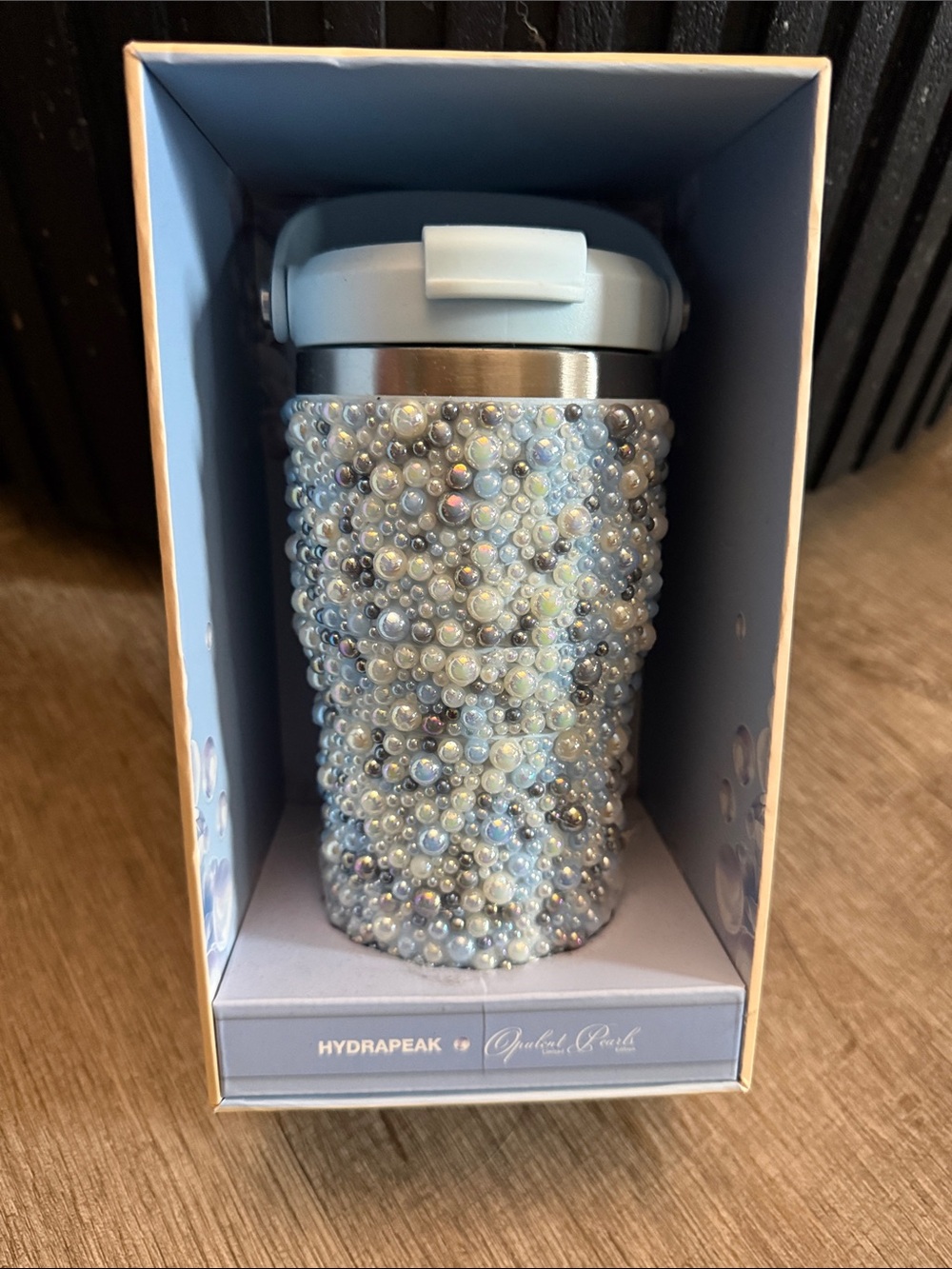 Hydrapeak Opulent Pearl Blue Beaded Travel Tumbler